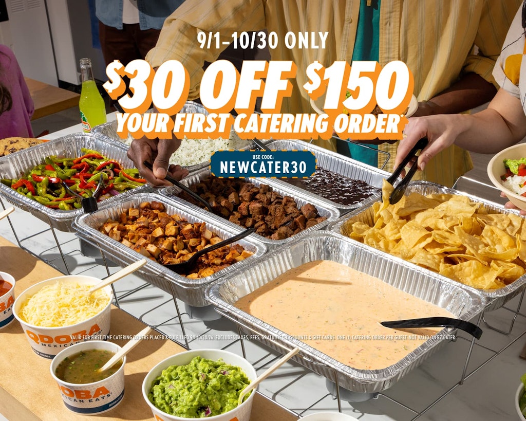 Qdoba Mexican Eats Catering Order: $30 off $150