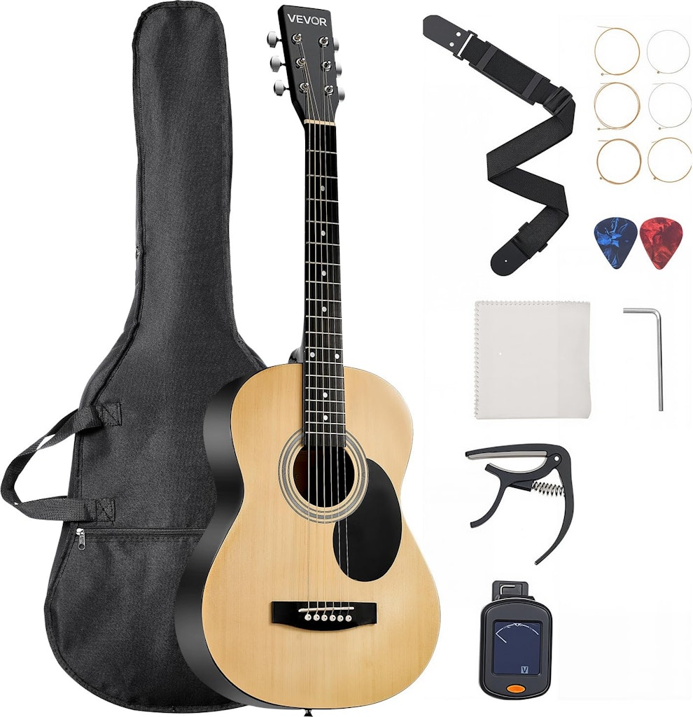 Vevor Dreadnought 39" Acoustic Guitar Bundle: $68