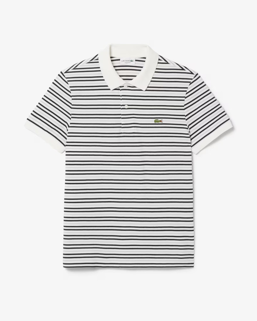 Lacoste Men's Classic Fit Striped Petit Piqué Polo: $50 Lacoste Men's Classic Fit Striped Petit Piqué Polo: $50