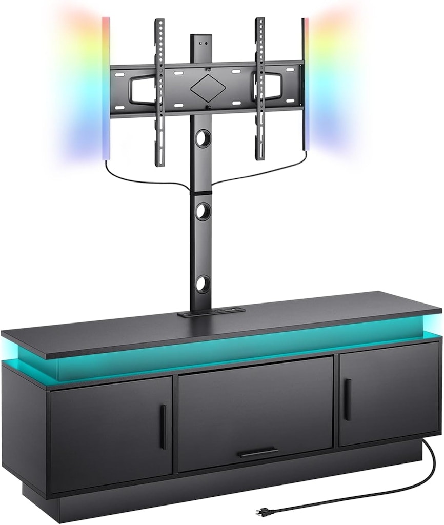 Vevor 60" TV Stand w/ Mount, Power Outlet, & LED Lights: $114