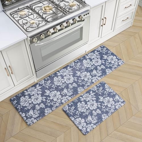 Laura Ashley Iris Floral Anti-Fatigue Kitchen Mat 2-Piece Set: $32