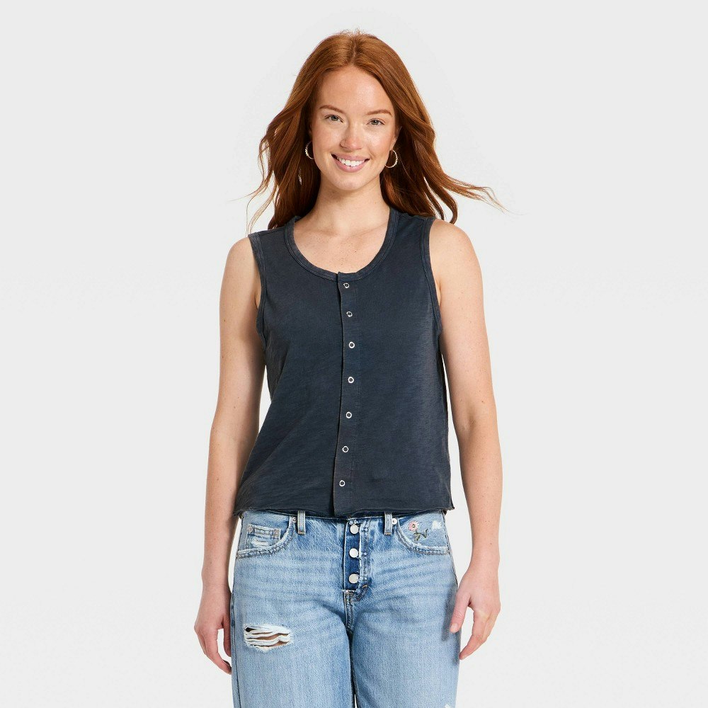 Universal Thread Women's Boyfriend Button-Front Tank Top: $15 Universal Thread Women's Boyfriend Button-Front Tank Top: $15