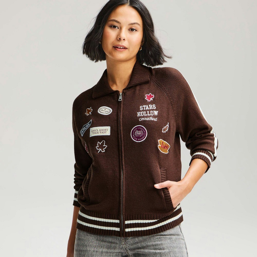 Women's Gilmore Girls Zip-Front Graphic Cardigan Sweater: $40 Women's Gilmore Girls Zip-Front Graphic Cardigan Sweater: $40