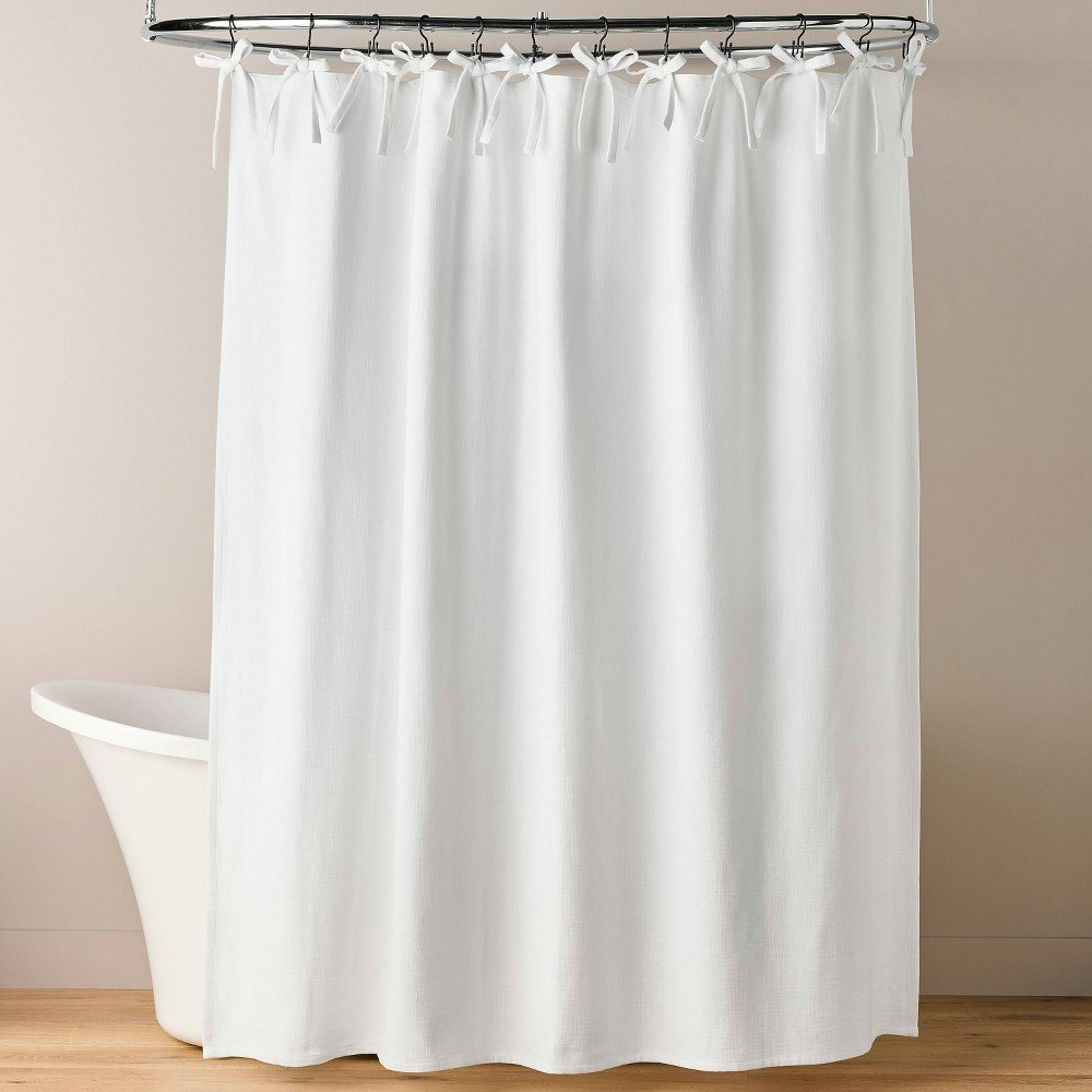 Hearth & Hand with Magnolia Ribbon Tie Shower Curtain: $29.99