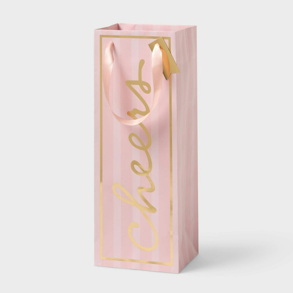 Spritz Blush Striped 'Cheers' Wine Gift Bag: $2.50 Spritz Blush Striped 'Cheers' Wine Gift Bag: $2.50