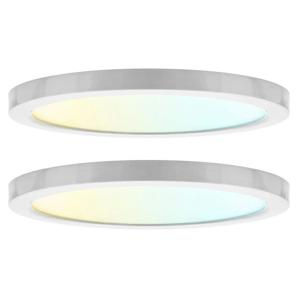 9-Inch Brushed Nickel Outdoor Integrated LED Flush Mount Ceiling Light 2-Pack: $96.99 9-Inch Brushed Nickel Outdoor Integrated LED Flush Mount Ceiling Light 2-Pack: $96.99