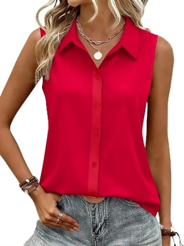 Zeagoo Women's Sleeveless Cotton Button-Down Shirt: $14.98 Zeagoo Women's Sleeveless Cotton Button-Down Shirt: $14.98
