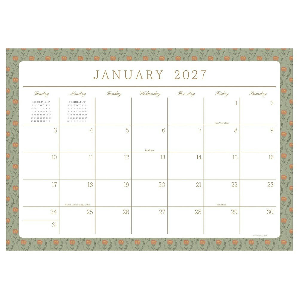 TF Publishing 2027 Artisan Legacy Monthly Desk Pad Calendar: $15.99 TF Publishing 2027 Artisan Legacy Monthly Desk Pad Calendar: $15.99