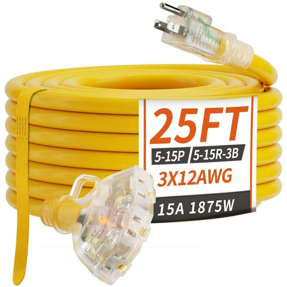 12-Gauge 25-Foot 3-Outlet Outdoor Extension Cord: $95.15 12-Gauge 25-Foot 3-Outlet Outdoor Extension Cord: $95.15