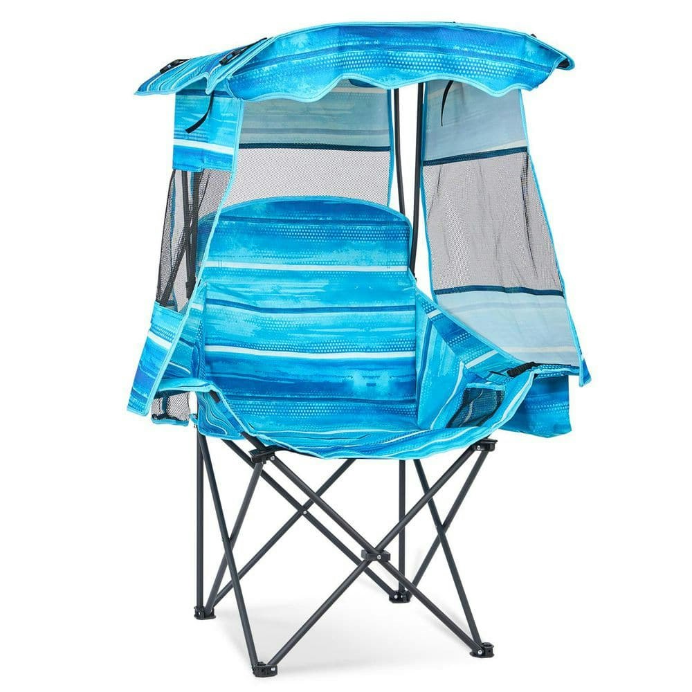 Portable Folding Beach Chair with Canopy Shade and Cooler Bag: $66.97