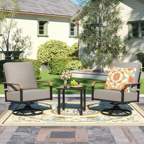 3-Piece Outdoor Bistro Set with Swivel Rocking Chairs: $322.99