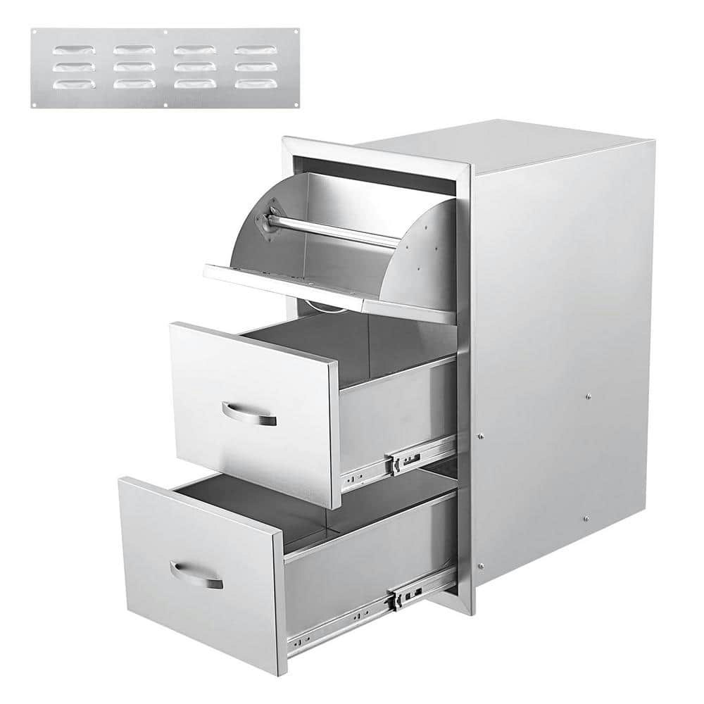 17"W x 21"D x 30"H Stainless Steel 2-Drawer Access Unit with Paper Towel Holder: $230.54 17"W x 21"D x 30"H Stainless Steel 2-Drawer Access Unit with Paper Towel Holder: $230.54