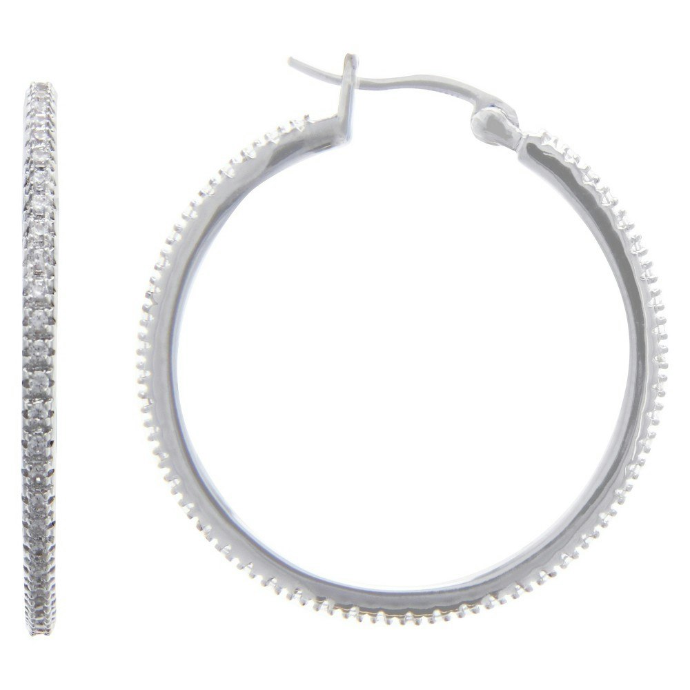 Cubic Zirconia Oval Hoop Earrings: $24.99