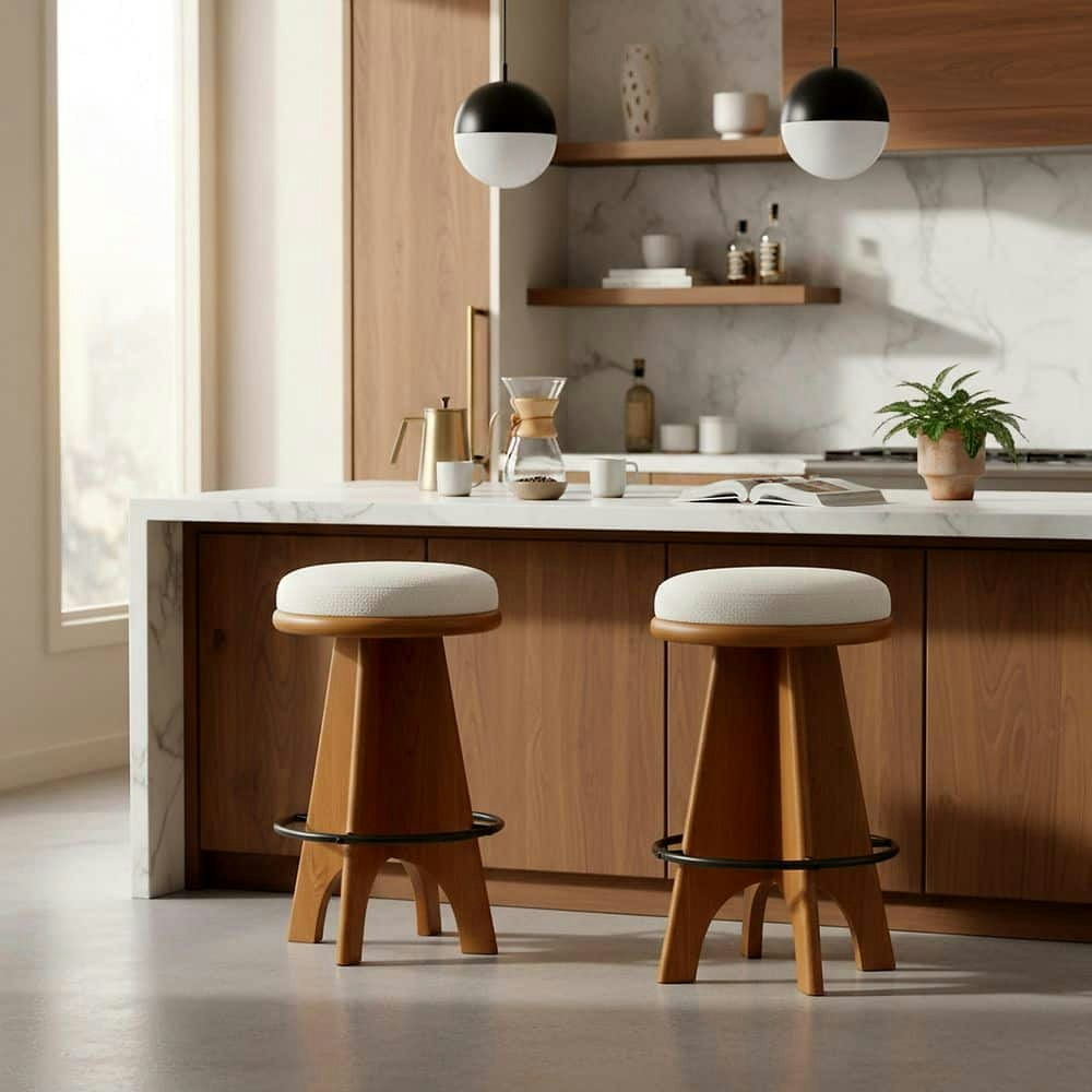 Bellarita 26-inch Ivory and Walnut Wood Stool: $469 Bellarita 26-inch Ivory and Walnut Wood Stool: $469