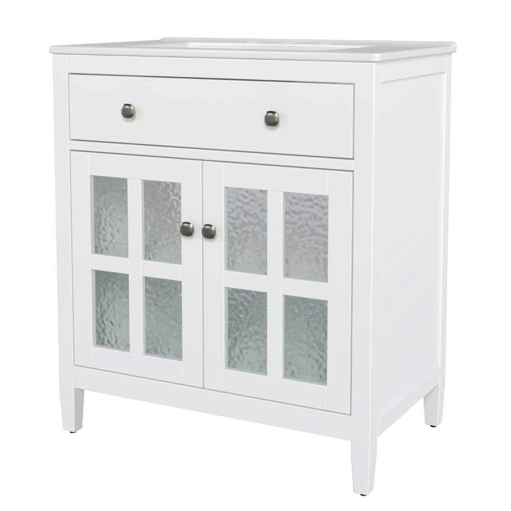 30-Inch White Freestanding Bath Vanity with Ceramic Sink Top: $460.99 30-Inch White Freestanding Bath Vanity with Ceramic Sink Top: $460.99