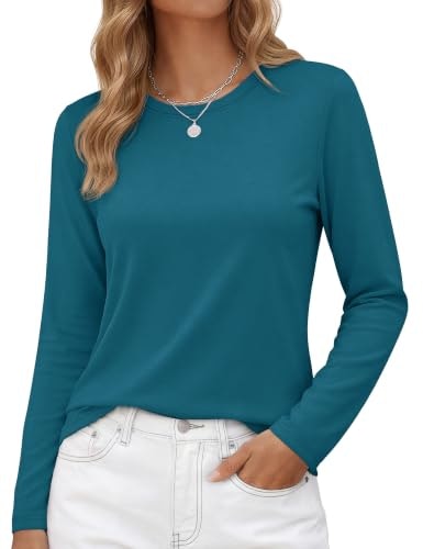 Yucolen Women's Cotton Crewneck Long Sleeve Shirt: $14.98