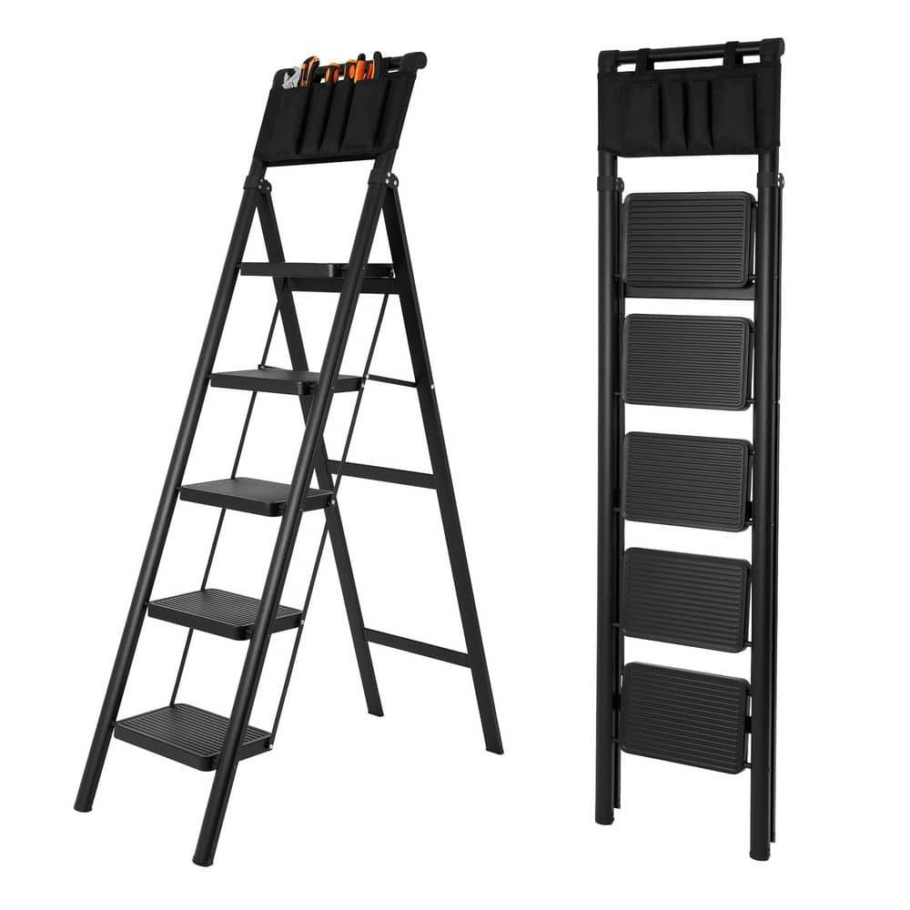 5-Step Steel Folding Ladder with Tool Bag: $50.78