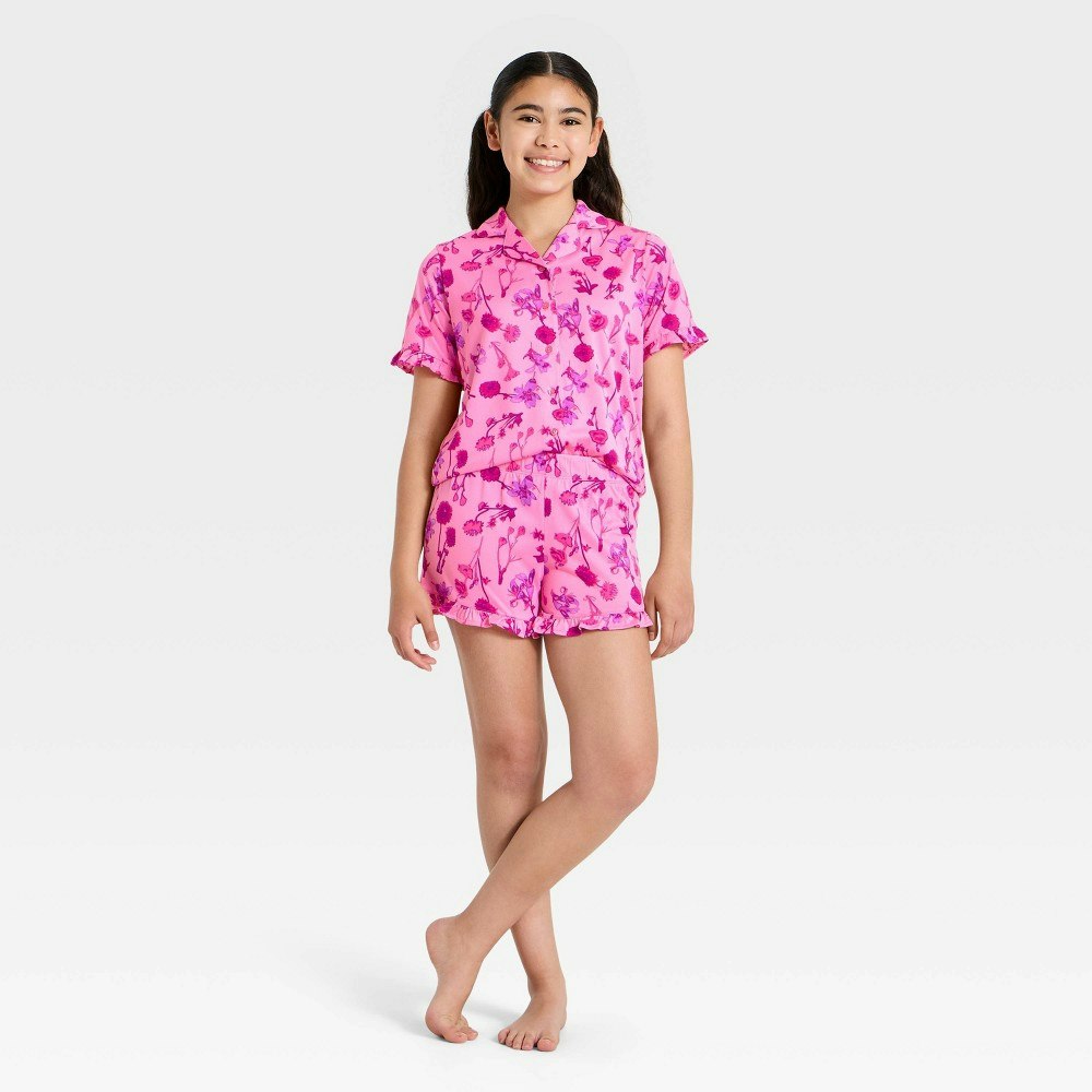 Girls' Floral Button-Down Pajama Set 2-Piece: $18