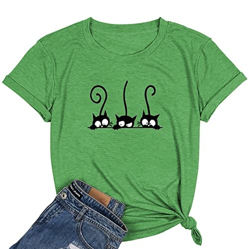 Niubia Women's Cat Graphic T-Shirt: $8.48