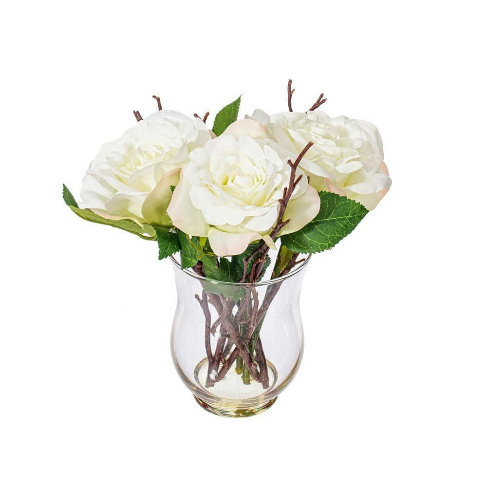 10-Inch Artificial Rose Floral Arrangement in Glass Vase: $49.99 10-Inch Artificial Rose Floral Arrangement in Glass Vase: $49.99