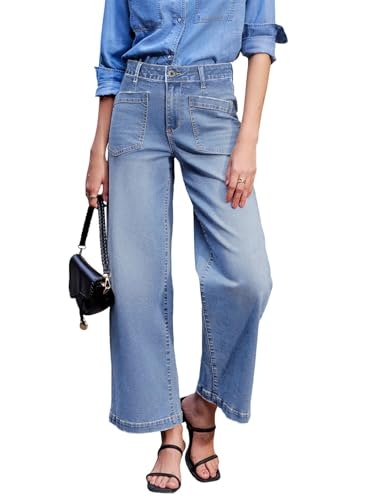 Sidefeel Women's High-Waisted Wide-Leg Ankle Jeans: $28.10 Sidefeel Women's High-Waisted Wide-Leg Ankle Jeans: $28.10