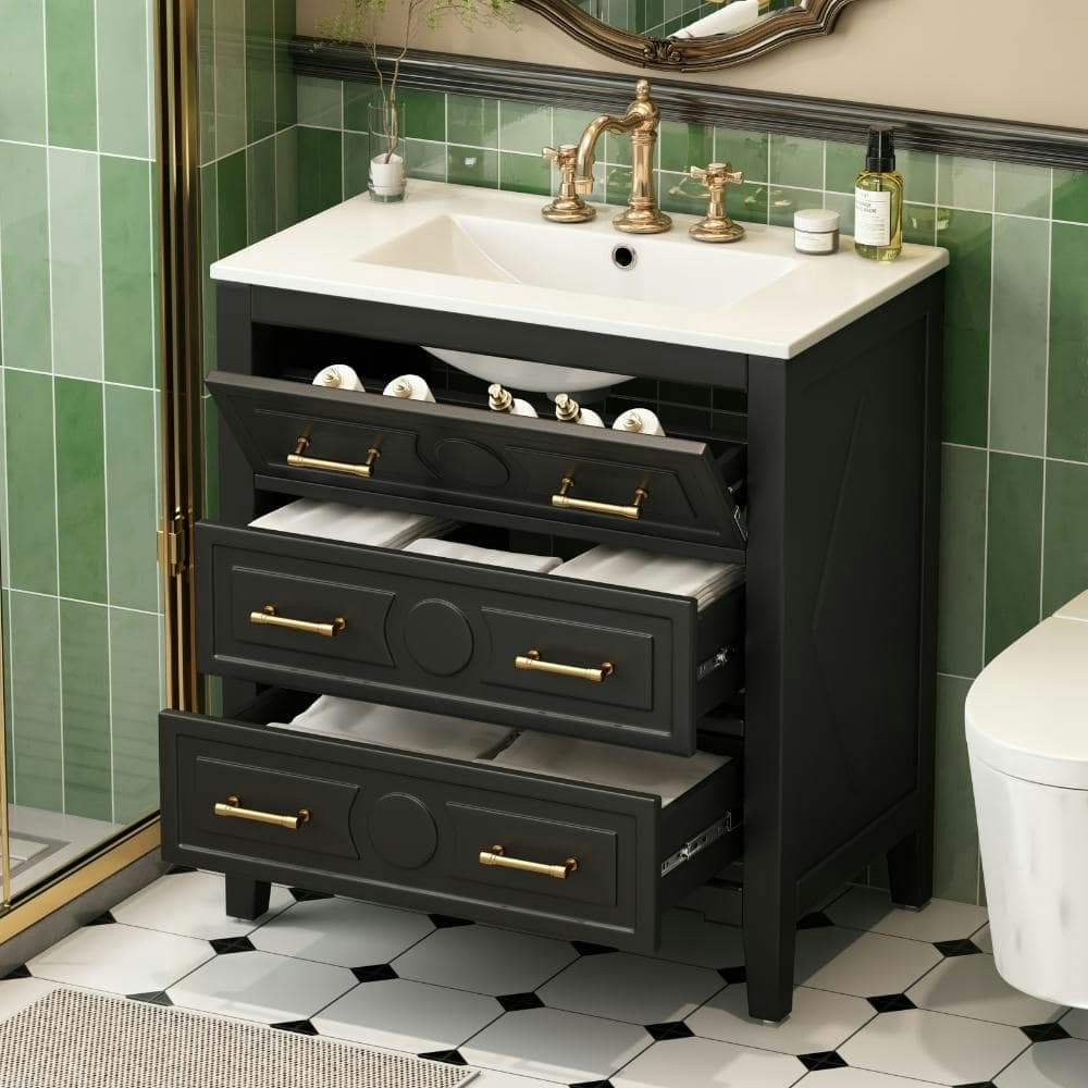 30-Inch Freestanding Bath Vanity with Ceramic Top: $563.99 30-Inch Freestanding Bath Vanity with Ceramic Top: $563.99
