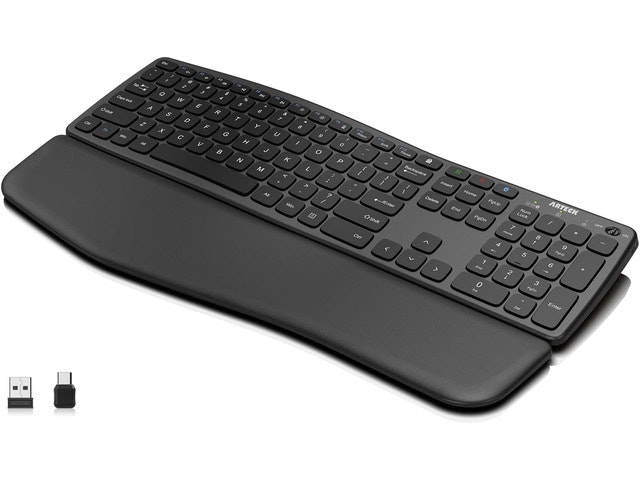 Arteck Full-Size Wireless Bluetooth Keyboard with USB-C and USB-A Receiver: $71.26