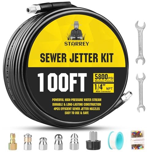 100-Foot 1/4-Inch NPT Pressure Washer Sewer Jetter Kit: $44.40