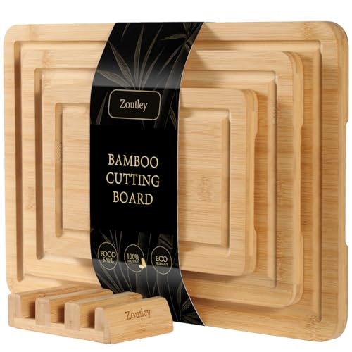 Zoutley Bamboo Cutting Board 3-Piece Set with Stand: $16.14