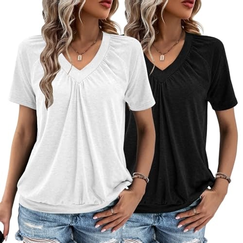 Women's V-Neck Short Sleeve Ruched Top 2-Pack: $9.99 Women's V-Neck Short Sleeve Ruched Top 2-Pack: $9.99