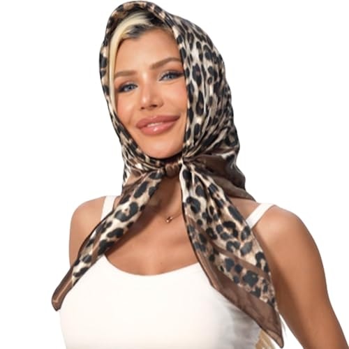 GKJU 35-inch Leopard Print Satin Square Scarf: $7.31 GKJU 35-inch Leopard Print Satin Square Scarf: $7.31
