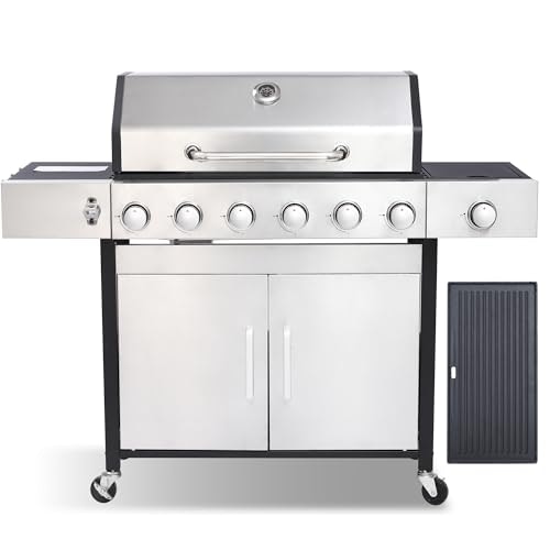 Lmnochm 6-Burner Propane Gas Grill and Griddle Combo: $378.98
