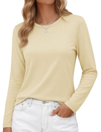 Yucolen Women's Long Sleeve Cotton Crewneck Top: $14.98