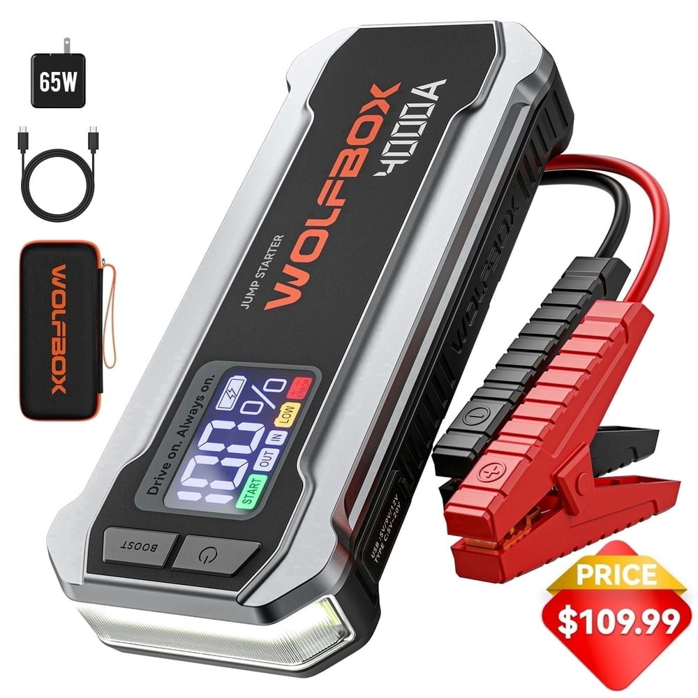 WolfBox 4,000A Car Jump Starter: $119.99