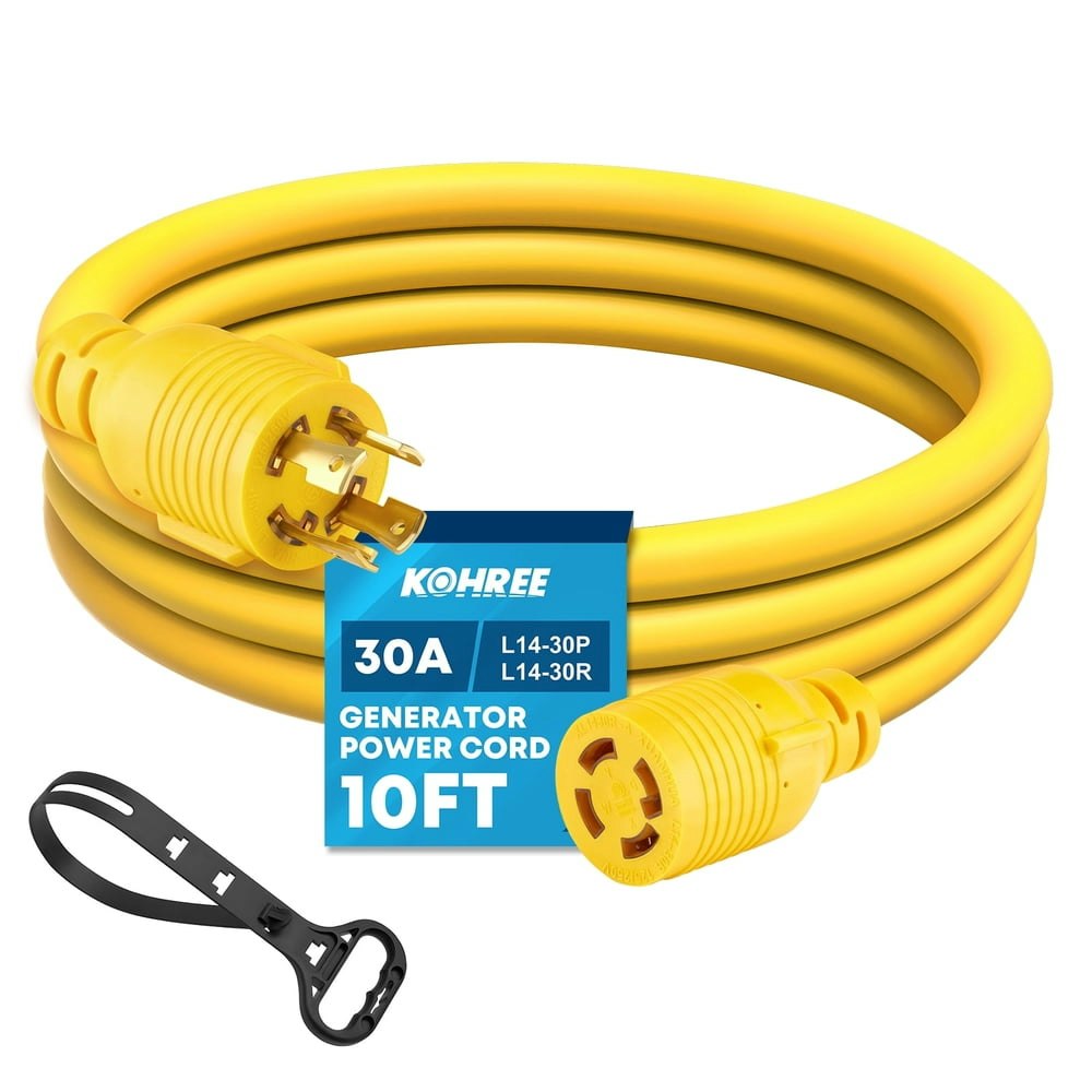 Kohree 10-Foot 30A 7,500W Generator Extension Cord: $35.98 Kohree 10-Foot 30A 7,500W Generator Extension Cord: $35.98