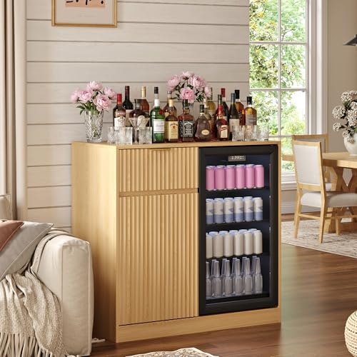 Mini Fridge Cabinet with Power Outlet and Wine Glass Rack: $203.99 Mini Fridge Cabinet with Power Outlet and Wine Glass Rack: $203.99