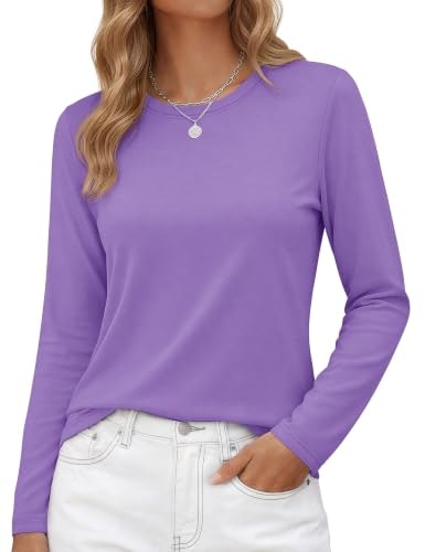 Yucolen Women's Cotton Crewneck Long Sleeve Shirt: $14.98