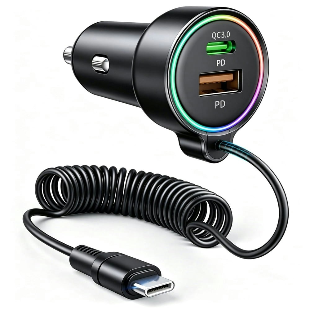 85W USB-C Fast Car Charger with 5-Foot Coiled Cable: $16.89