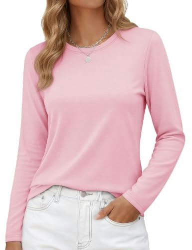 Yucolen Women's Long Sleeve Cotton Crewneck Top: $14.23