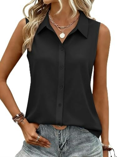 Zeagoo Women's Sleeveless Button Down Tank Top: $14.23
