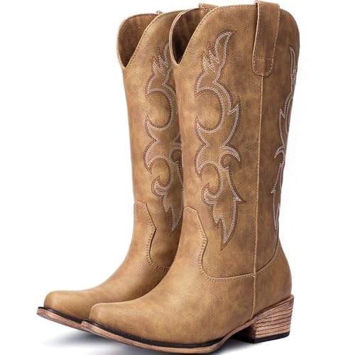 Choiran Women's Embroidered Mid-Calf Cowboy Boots: $55.24 Choiran Women's Embroidered Mid-Calf Cowboy Boots: $55.24