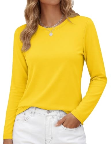 Yucolen Women's Cotton Crewneck Long Sleeve T-Shirt: $14.98