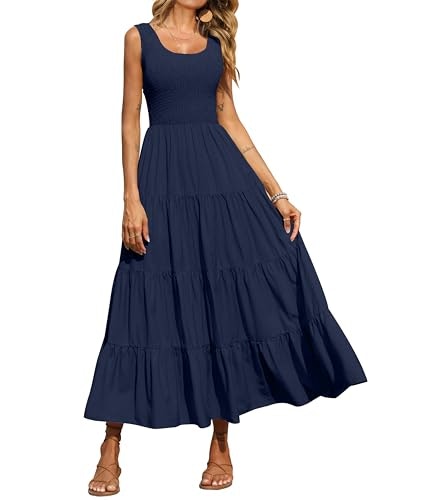 Prettygarden Sleeveless Tiered Maternity Maxi Dress: $35.98