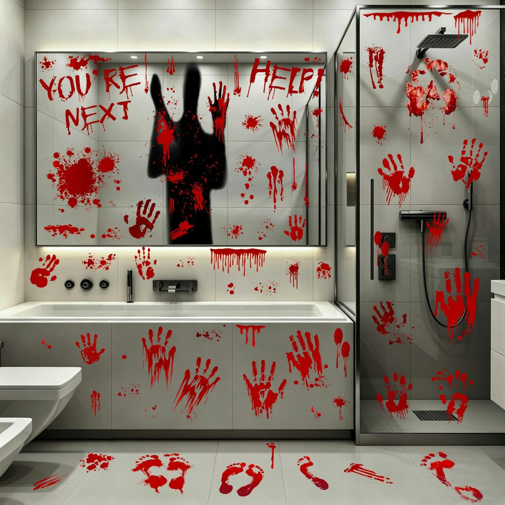 67-Piece Bloody Handprint Halloween Window Clings: $5.99