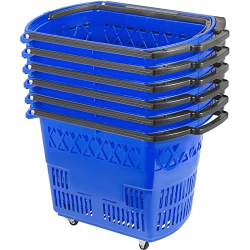 Vevor Plastic Rolling Shopping Baskets with Handles 6-Pack: $65.90 Vevor Plastic Rolling Shopping Baskets with Handles 6-Pack: $65.90