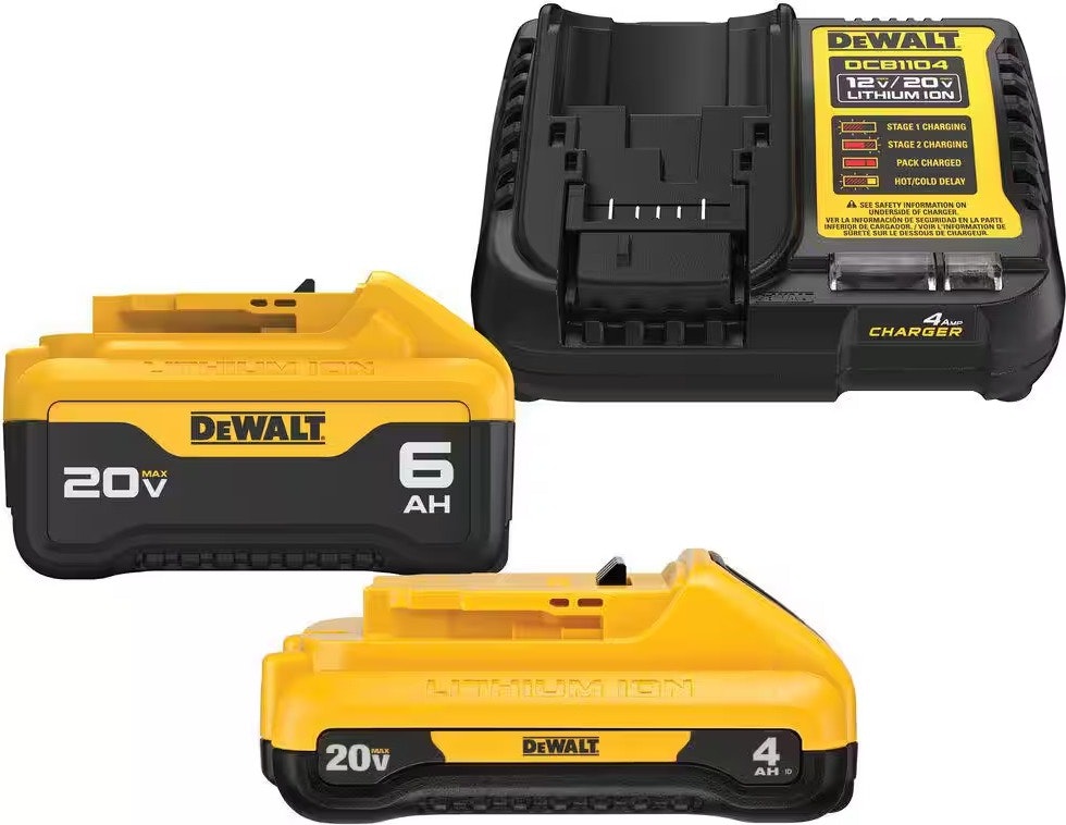 DeWalt 20V Max Lithium-Ion 6.0Ah / 4.0Ah Battery Starter Kit: $119
