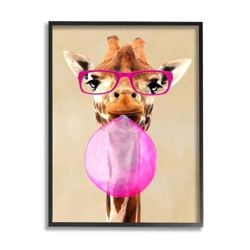 Stupell Industries Giraffe With Bubblegum and Pink Glasses Framed Art 24x30-Inch: $65.33