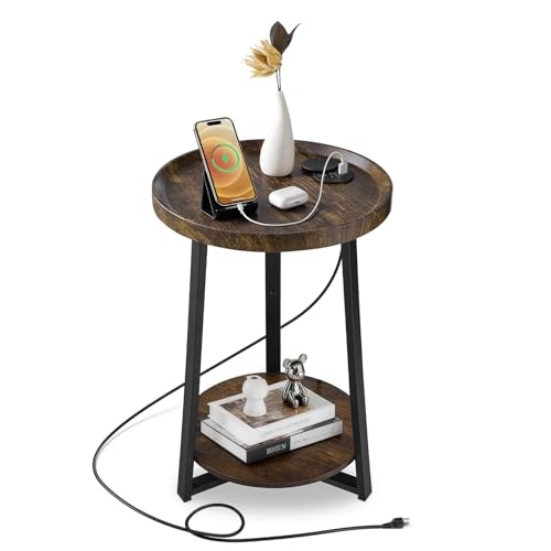 Vevor 15.7-inch Round Side Table with Charging Station: $36.90 Vevor 15.7-inch Round Side Table with Charging Station: $36.90