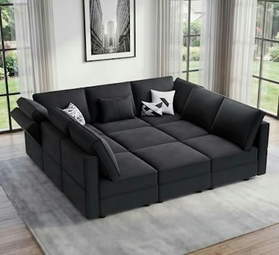 Vesgantti 92" 9-Seat Modular Sectional Sleeper Sofa with Storage for $500 + free shipping