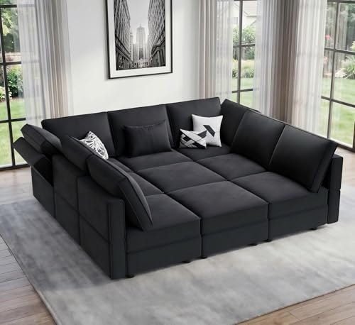Vesgantti 92" 9-Seat Modular Sectional Sleeper Sofa with Storage: $499.99
